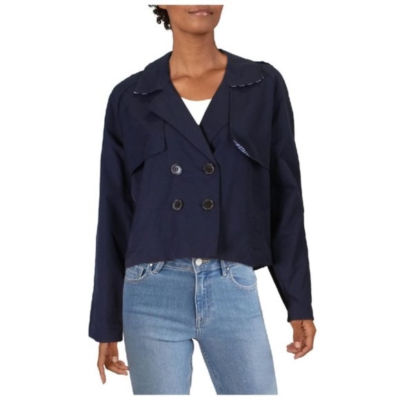 Maison Jules Crop Cold Weather Trench JackeT - Picture 1 of 5